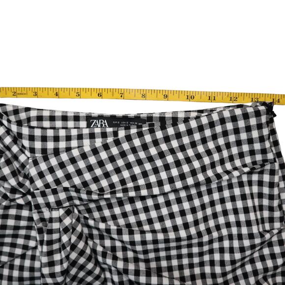 Zara Womens Gingham Wrap Skort Size Small Black White Preppy Picnic Brunch Date - Picture 6 of 11
